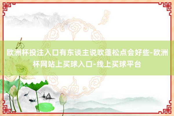 欧洲杯投注入口有东谈主说吹蓬松点会好些-欧洲杯网站上买球入口-线上买球平台