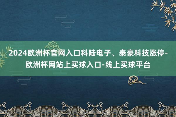 2024欧洲杯官网入口科陆电子、泰豪科技涨停-欧洲杯网站上买球入口-线上买球平台
