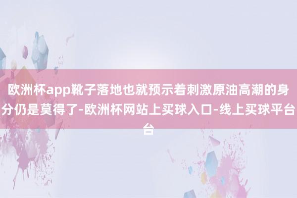 欧洲杯app靴子落地也就预示着刺激原油高潮的身分仍是莫得了-欧洲杯网站上买球入口-线上买球平台