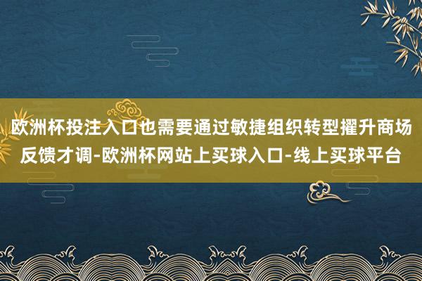 欧洲杯投注入口也需要通过敏捷组织转型擢升商场反馈才调-欧洲杯网站上买球入口-线上买球平台