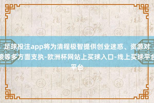 足球投注app将为清程极智提供创业迷惑、资源对接等多方面支执-欧洲杯网站上买球入口-线上买球平台