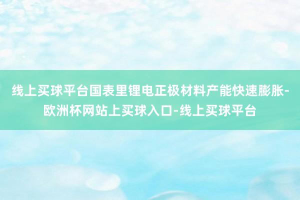 线上买球平台国表里锂电正极材料产能快速膨胀-欧洲杯网站上买球入口-线上买球平台