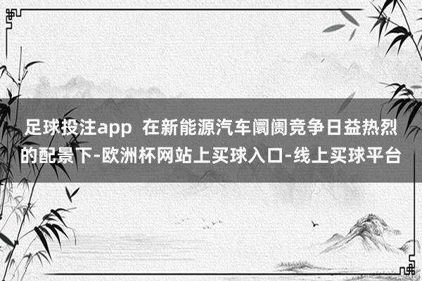 足球投注app  在新能源汽车阛阓竞争日益热烈的配景下-欧洲杯网站上买球入口-线上买球平台