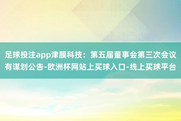 足球投注app津膜科技：第五届董事会第三次会议有谋划公告-欧洲杯网站上买球入口-线上买球平台