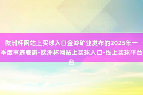 欧洲杯网站上买球入口金岭矿业发布的2025年一季度事迹表露-欧洲杯网站上买球入口-线上买球平台