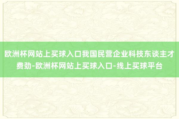 欧洲杯网站上买球入口我国民营企业科技东谈主才费劲-欧洲杯网站上买球入口-线上买球平台