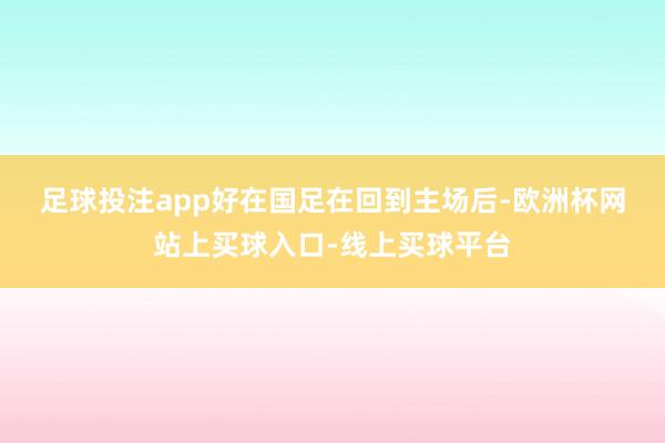 足球投注app　　好在国足在回到主场后-欧洲杯网站上买球入口-线上买球平台