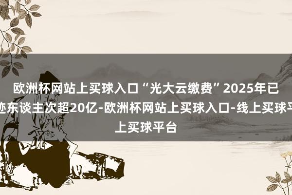 欧洲杯网站上买球入口“光大云缴费”2025年已奇迹东谈主次超20亿-欧洲杯网站上买球入口-线上买球平台