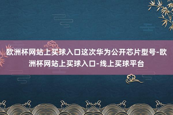 欧洲杯网站上买球入口这次华为公开芯片型号-欧洲杯网站上买球入口-线上买球平台