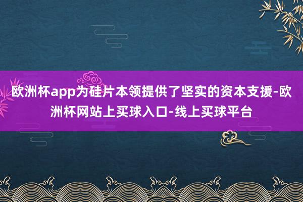 欧洲杯app为硅片本领提供了坚实的资本支援-欧洲杯网站上买球入口-线上买球平台