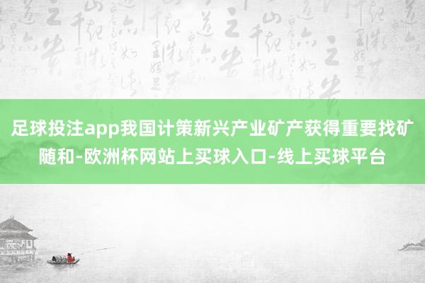 足球投注app我国计策新兴产业矿产获得重要找矿随和-欧洲杯网站上买球入口-线上买球平台