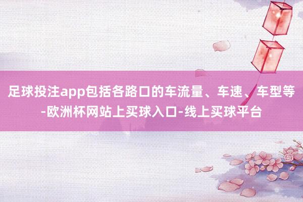 足球投注app包括各路口的车流量、车速、车型等-欧洲杯网站上买球入口-线上买球平台