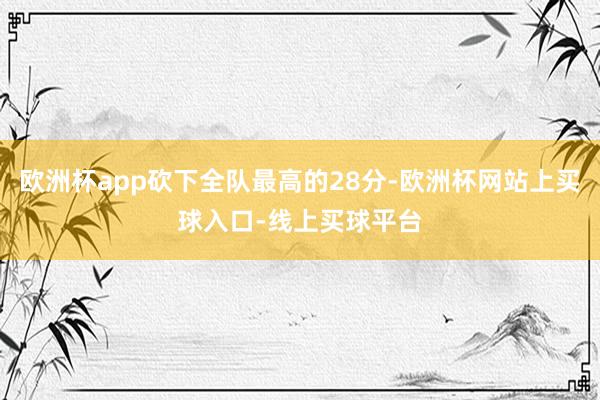 欧洲杯app砍下全队最高的28分-欧洲杯网站上买球入口-线上买球平台