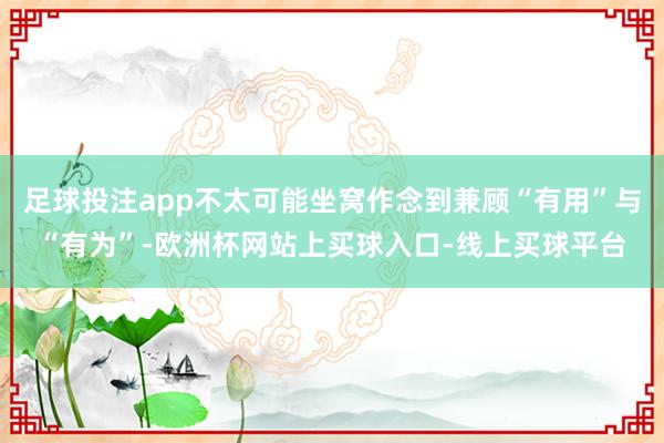 足球投注app不太可能坐窝作念到兼顾“有用”与“有为”-欧洲杯网站上买球入口-线上买球平台