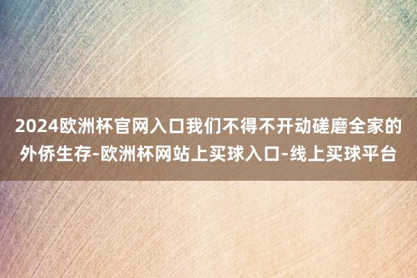 2024欧洲杯官网入口我们不得不开动磋磨全家的外侨生存-欧洲杯网站上买球入口-线上买球平台