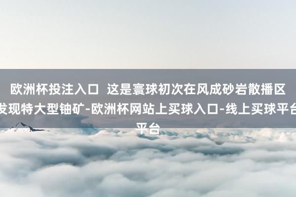 欧洲杯投注入口  这是寰球初次在风成砂岩散播区发现特大型铀矿-欧洲杯网站上买球入口-线上买球平台