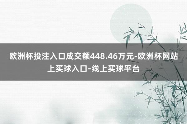 欧洲杯投注入口成交额448.46万元-欧洲杯网站上买球入口-线上买球平台