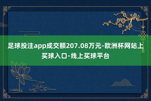 足球投注app成交额207.08万元-欧洲杯网站上买球入口-线上买球平台