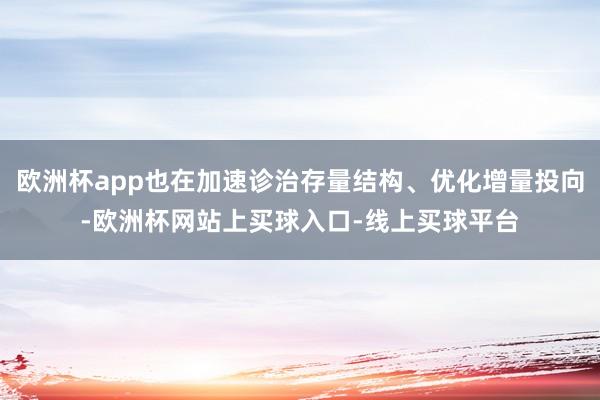欧洲杯app也在加速诊治存量结构、优化增量投向-欧洲杯网站上买球入口-线上买球平台