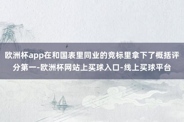 欧洲杯app在和国表里同业的竞标里拿下了概括评分第一-欧洲杯网站上买球入口-线上买球平台