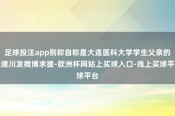 足球投注app别称自称是大连医科大学学生父亲的段建川发微博求援-欧洲杯网站上买球入口-线上买球平台