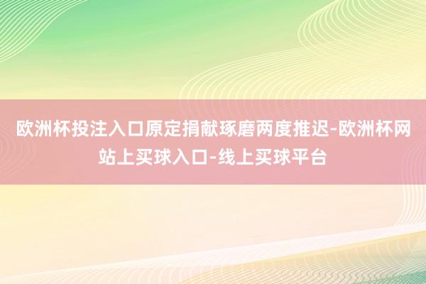 欧洲杯投注入口原定捐献琢磨两度推迟-欧洲杯网站上买球入口-线上买球平台