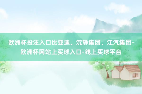 欧洲杯投注入口　　比亚迪、沉静集团、江汽集团-欧洲杯网站上买球入口-线上买球平台