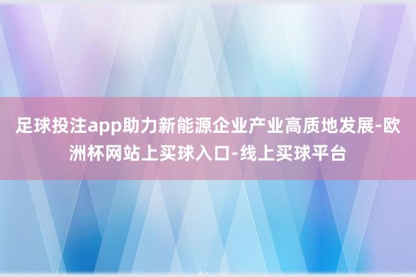 足球投注app助力新能源企业产业高质地发展-欧洲杯网站上买球入口-线上买球平台