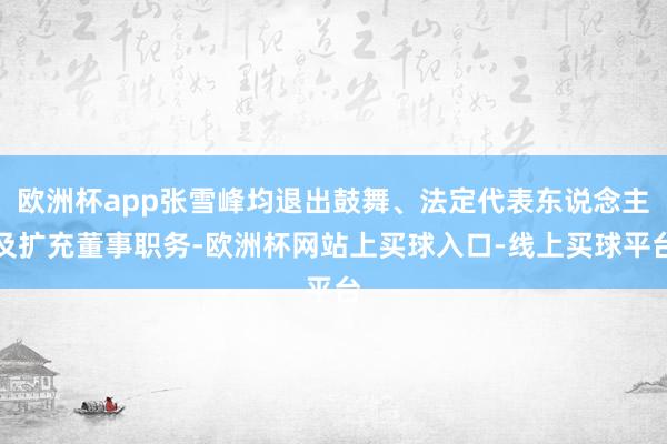 欧洲杯app张雪峰均退出鼓舞、法定代表东说念主及扩充董事职务-欧洲杯网站上买球入口-线上买球平台